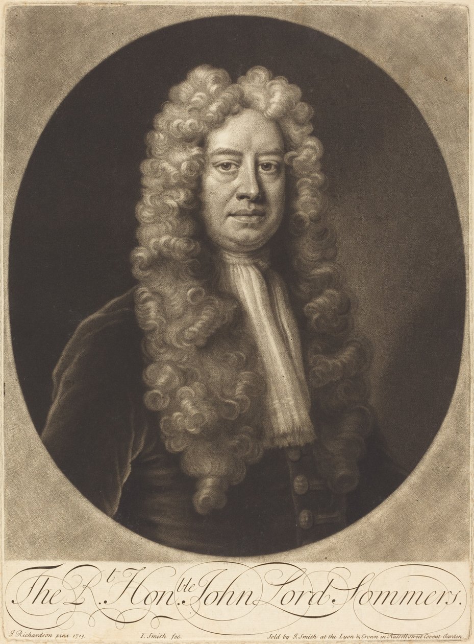 John Lord Sommers af John Smith after Jonathan Richardson, Sr.