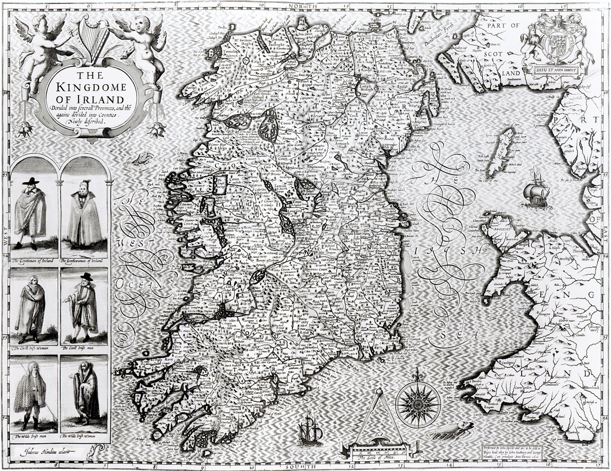 Kongeriget Irland, indgraveret af Jodocus Hondius (1563-1612), 