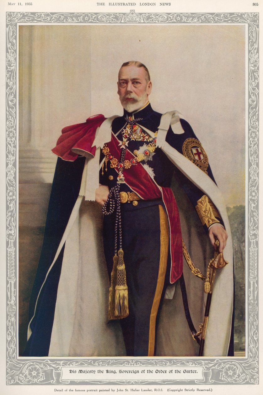 Kong George V (1865-1936), suveræn af Order of the Garter, fra "The Illustrated London News", 11. maj 1935 af John St. Helier Lander