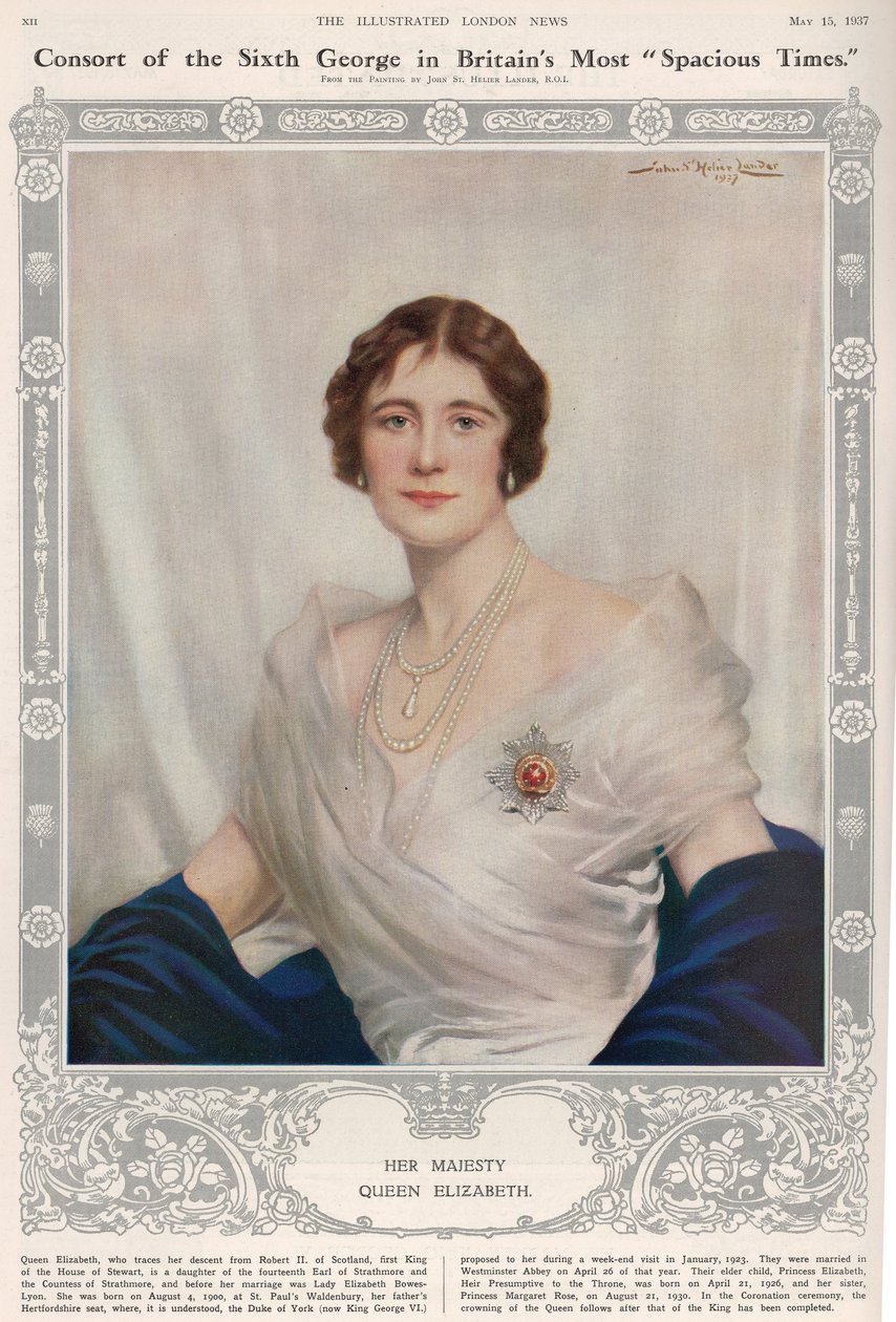 Portræt af dronning Elizabeth (1900-2002) fra 