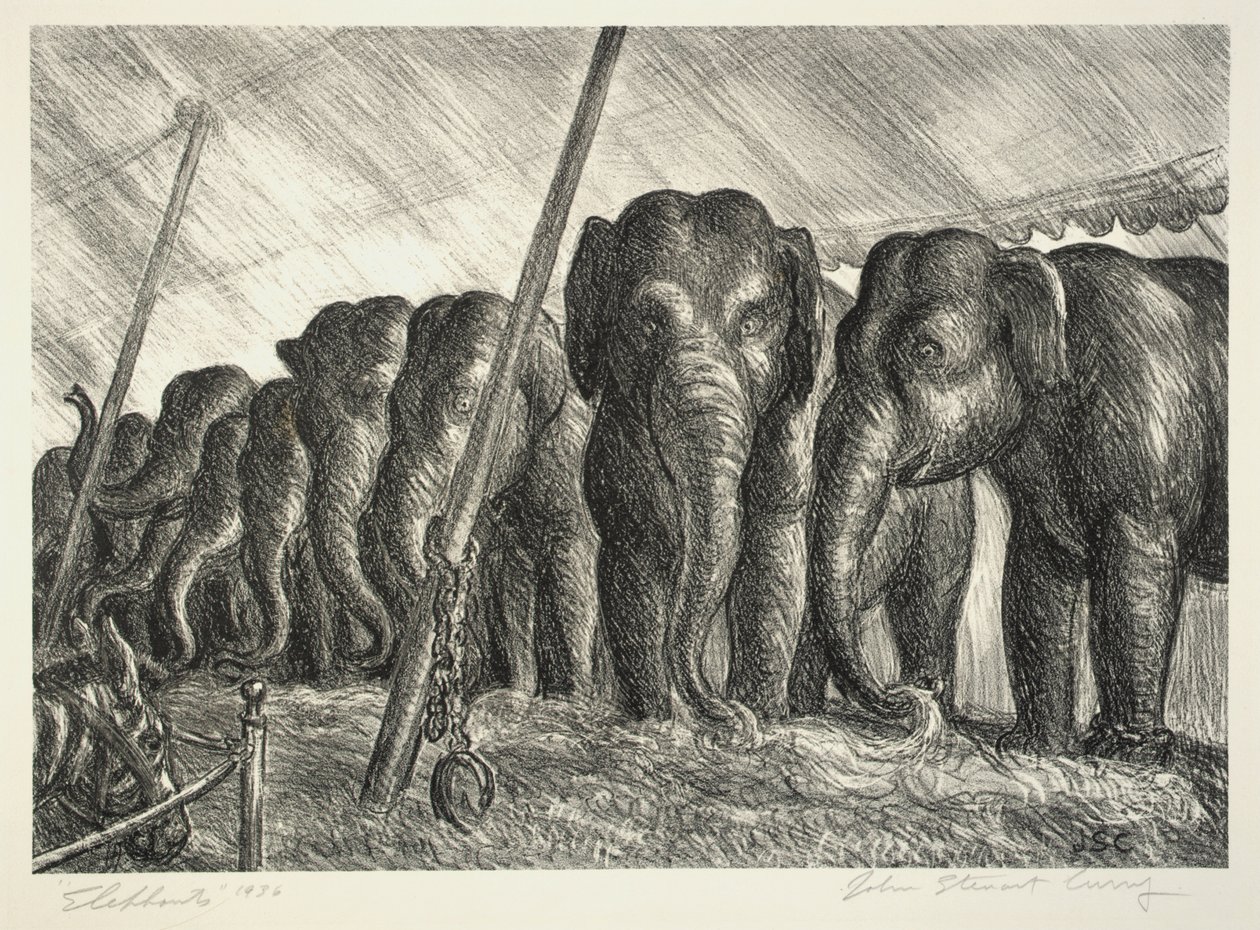 Cirkus Elefanter af John Steuart Curry