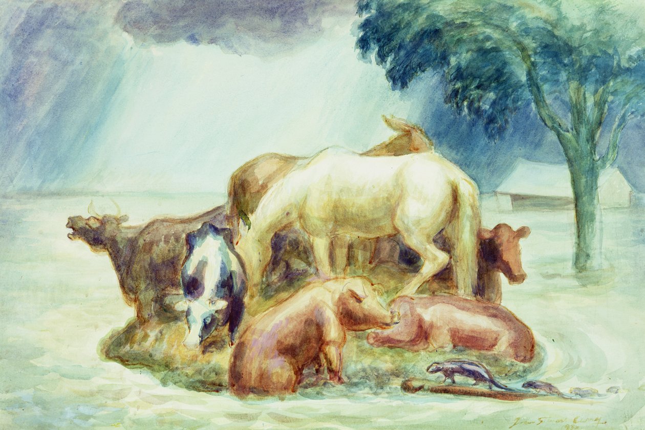 Sanctuary, ca. 1936 (akvarel på papir) af John Steuart Curry