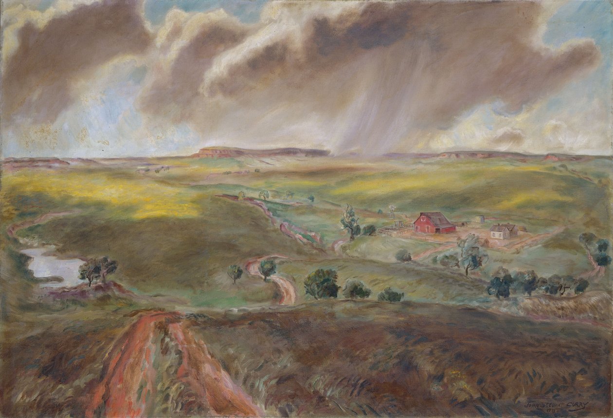 Spring Shower (Western Kansas Landscape) af John Steuart Curry