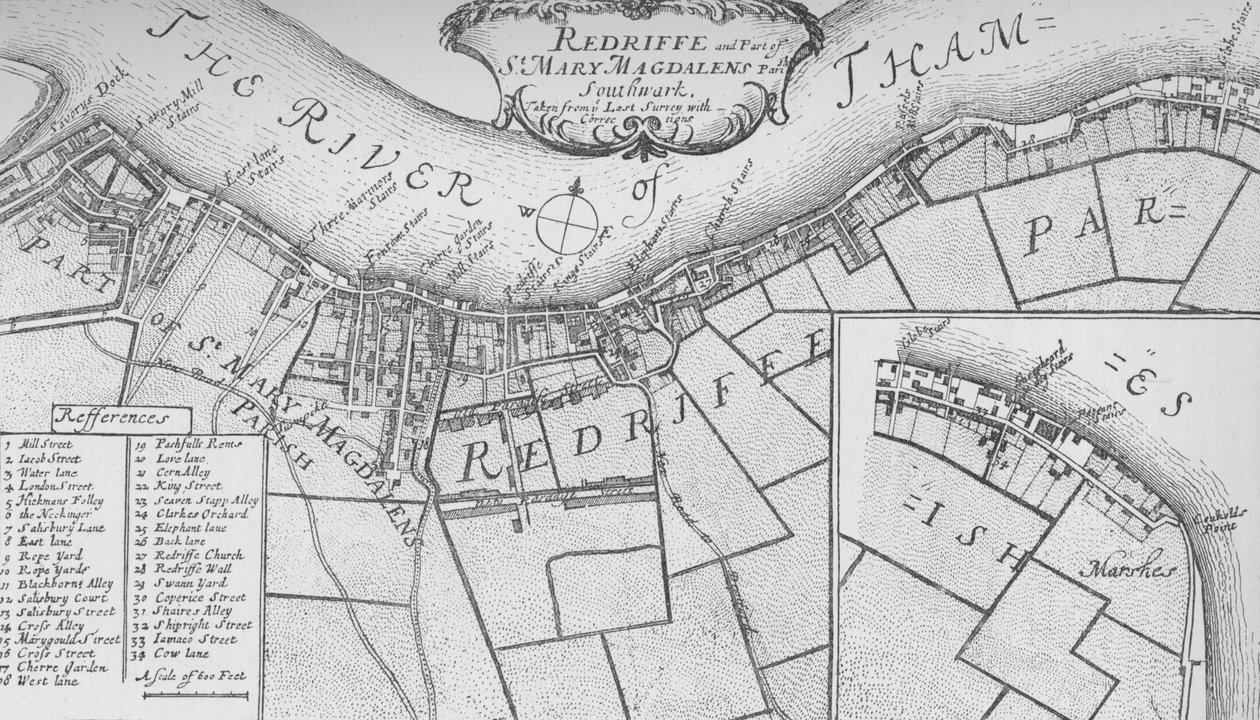 A Plan of Rotherhithe, 1755, 1912. Kunstnere: Ukendt, John Stow. af John Stow