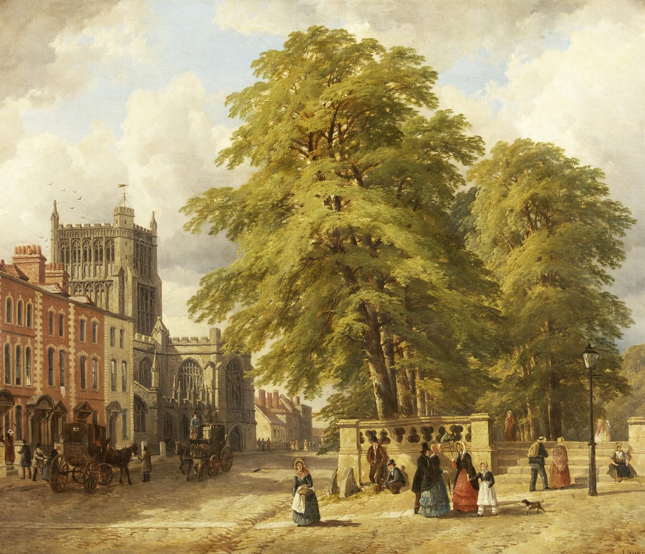 Udsigt over College Green (olie på lærred) af John Syer