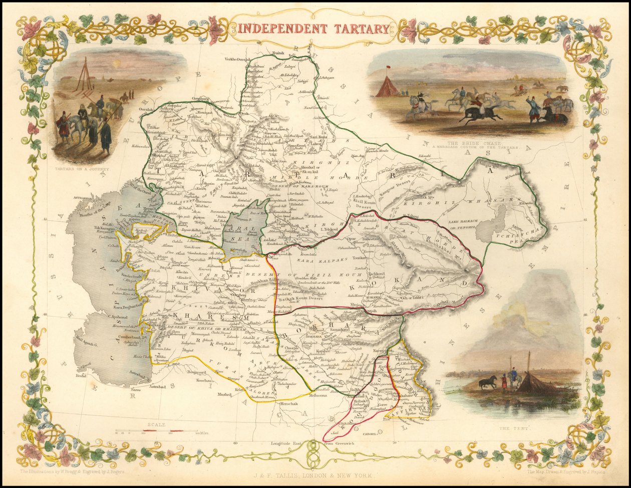 1851-kort over det uafhængige Tartariet af John Tallis af John Tallis