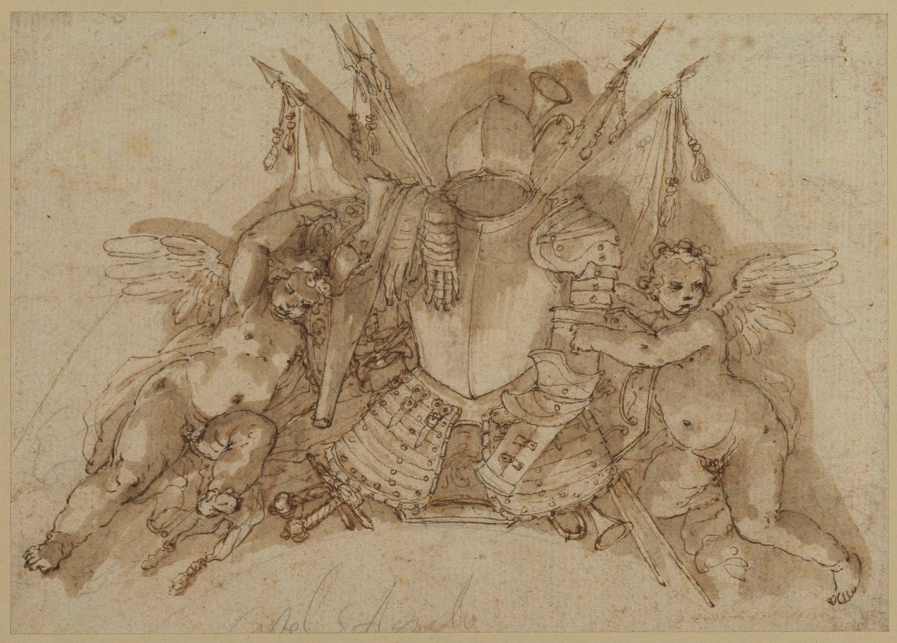 Military Trophy (pen og blæk med vask på papir) af John Talman