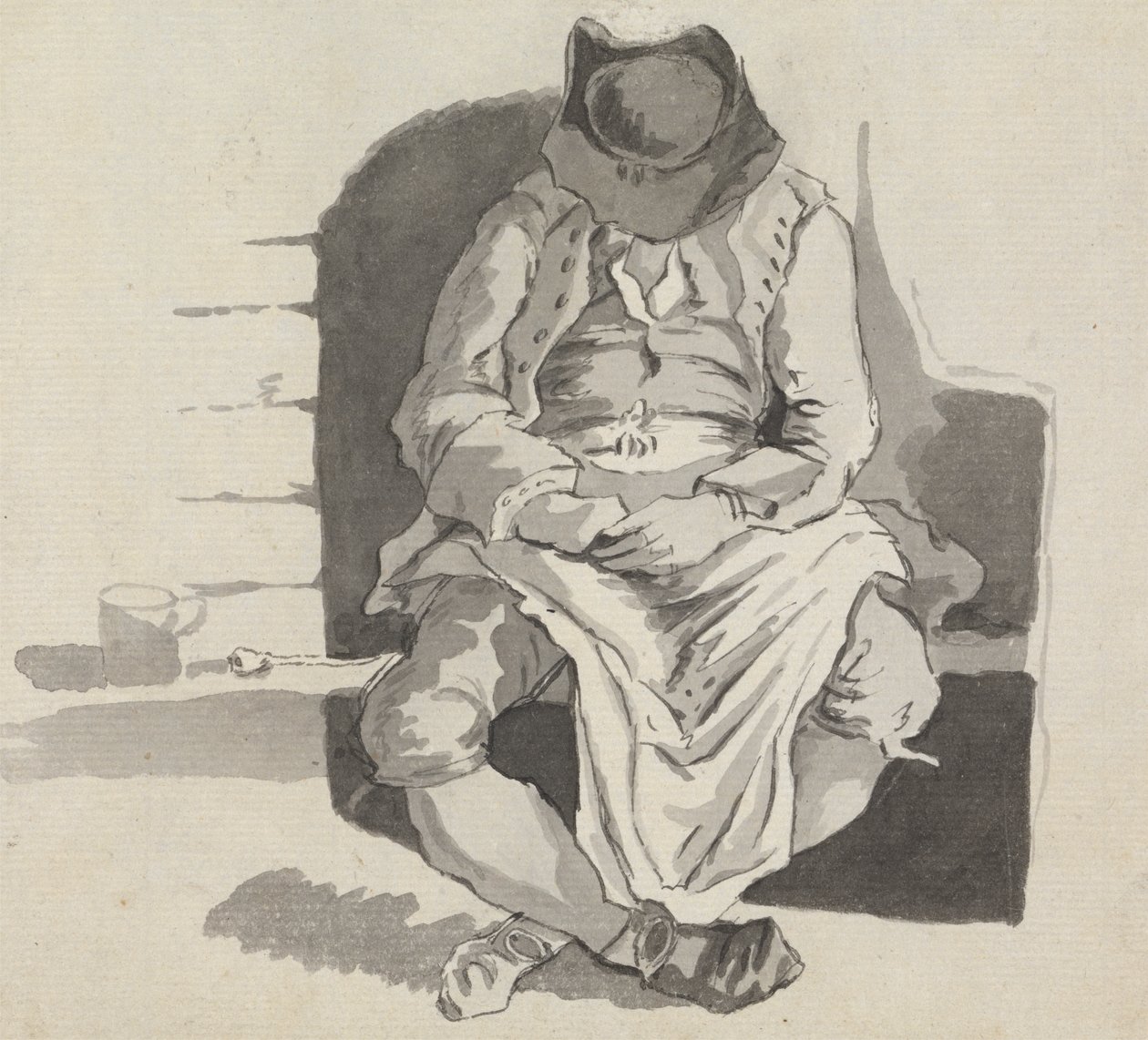 Studie af en mand, der sover på en bænk af John Taylor