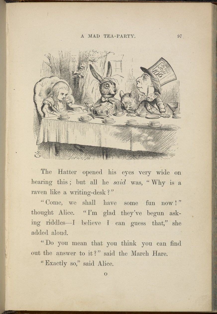 Alice til den gale hattemagers teselskab. af John Tenniel