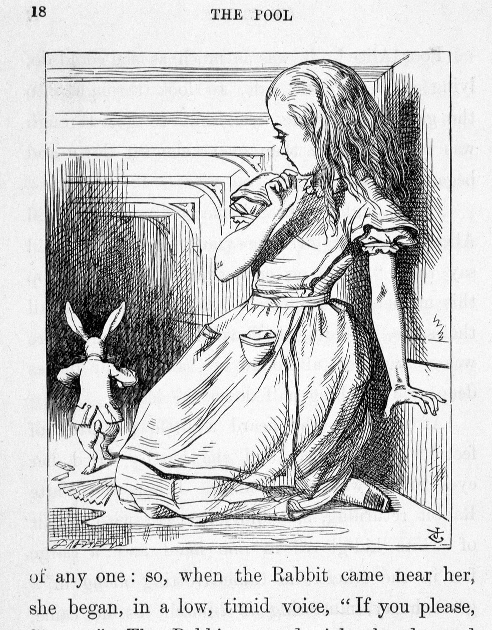 Alice et le kanin - i "Alices eventyr i Eventyrland og gennem skueglasset"" af Lewis Carroll, ill. John Tenniel (1820-1914) af John Tenniel