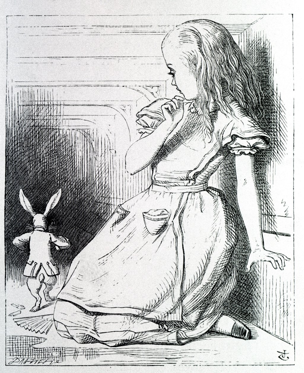 Alice et le kanin - i "Alices eventyr i Eventyrland og gennem skueglasset" af Lewis Carroll, ill. John Tenniel (1820-1914) af John Tenniel