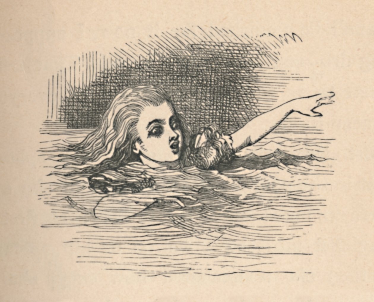 Alice i et hav af tårer, 1889 af John Tenniel