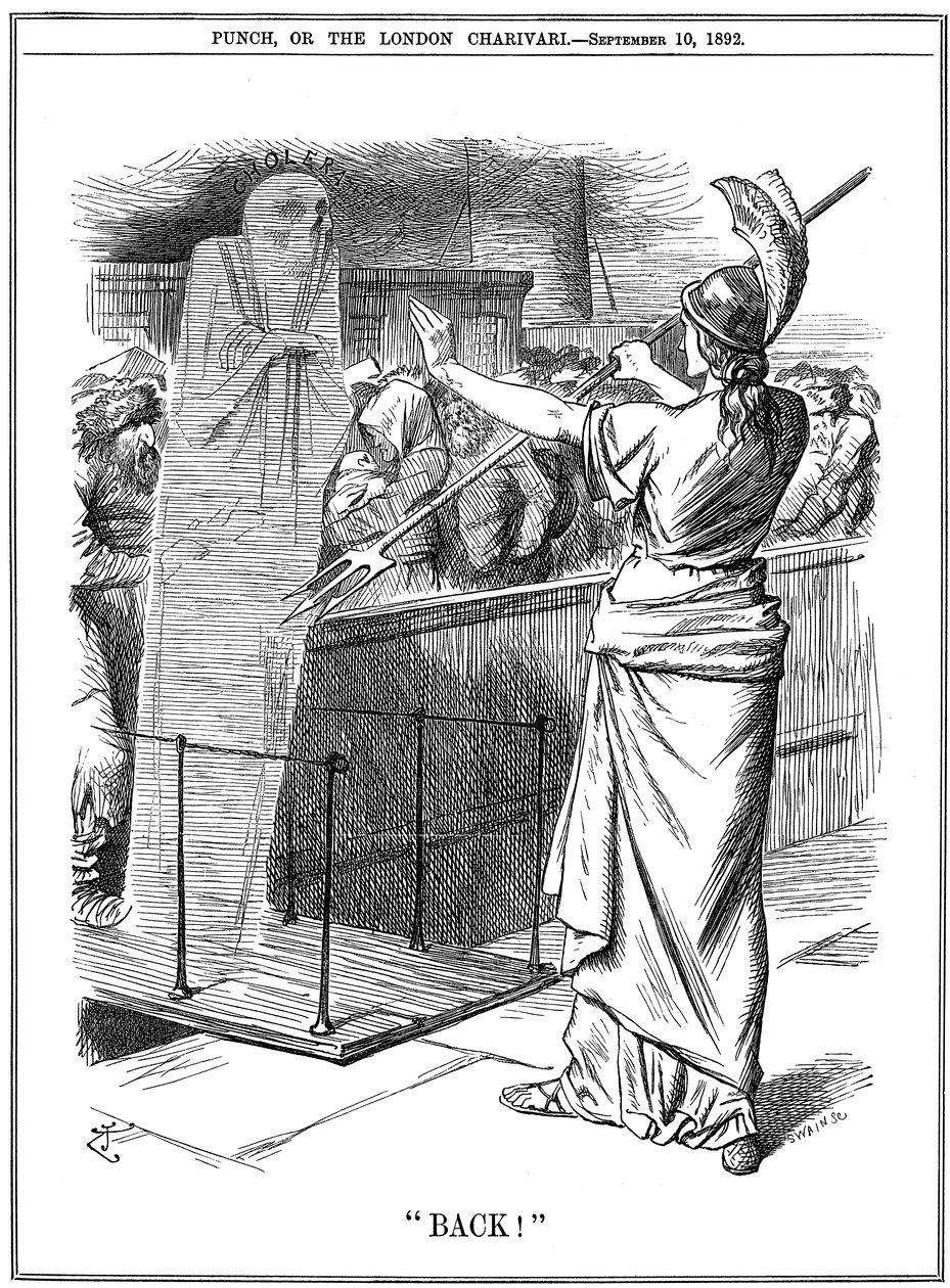 Britannia holder kolera tilbage i britiske havne, 1892 af John Tenniel