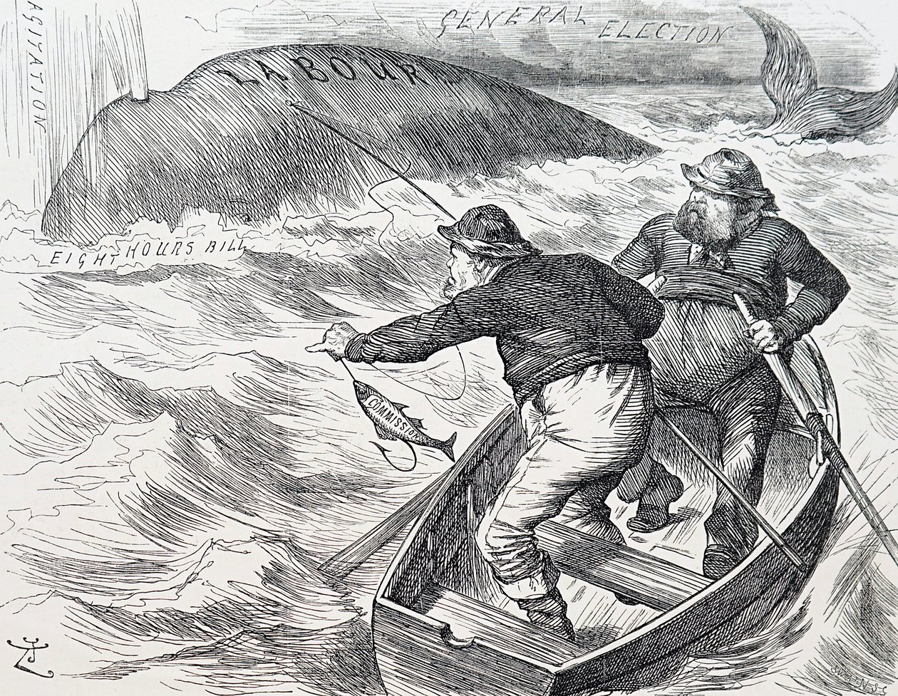 Tegneserie af John Tenniel, en engelsk illustrator, grafisk humorist og politisk tegneserieskaber. 1/1/1891 (gravering) af John Tenniel