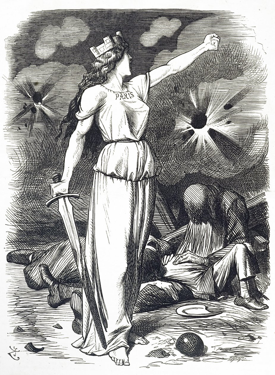 Tegneserie, der kommenterer belejringen af Paris, som fandt sted under den fransk-preussiske krig af John Tenniel