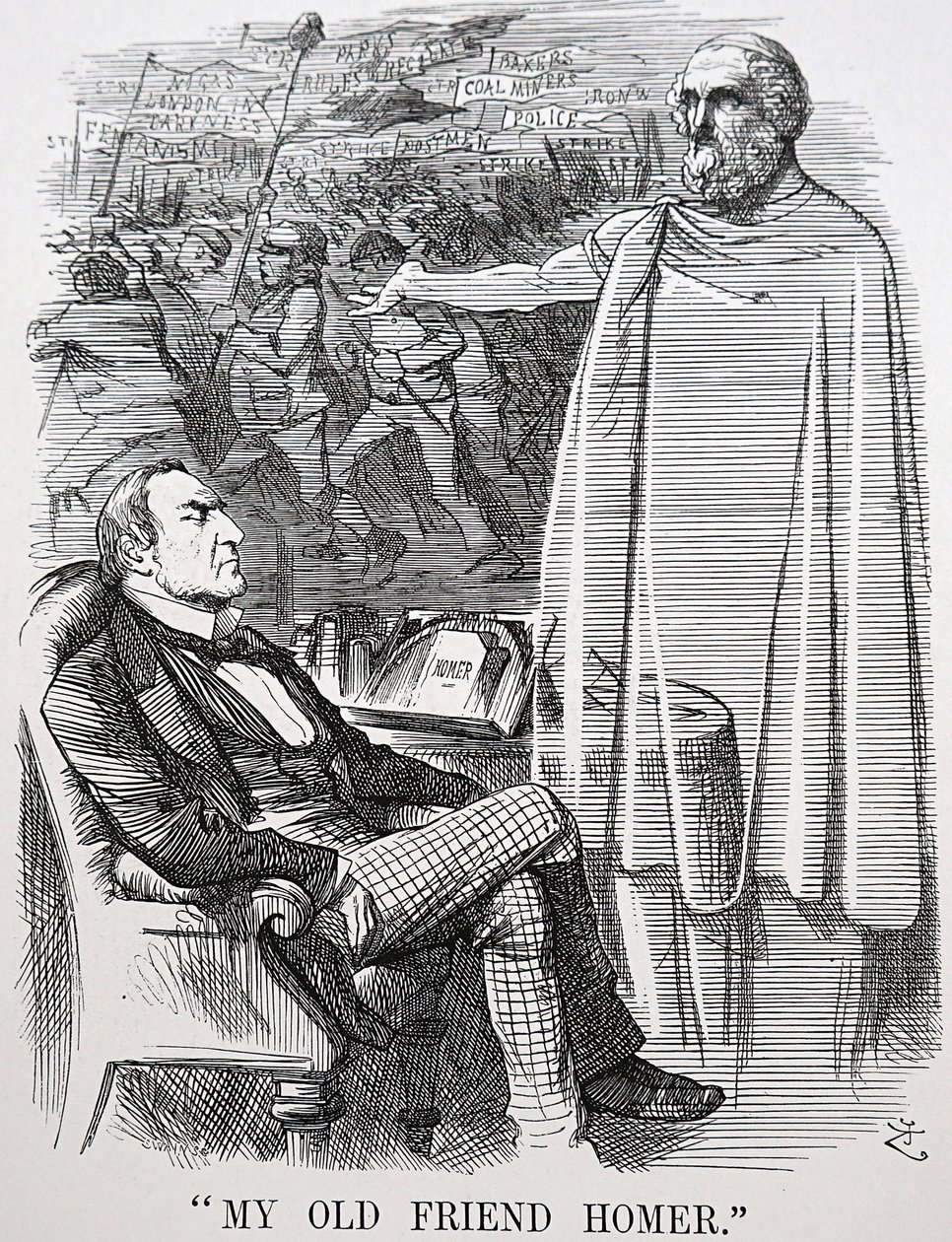 Gladstones gamle ven Homer af John Tenniel