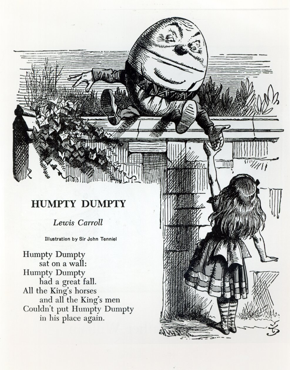 Humpty Dumpty, illustration til børnerimet af Lewis Carroll (1832-98) af John Tenniel