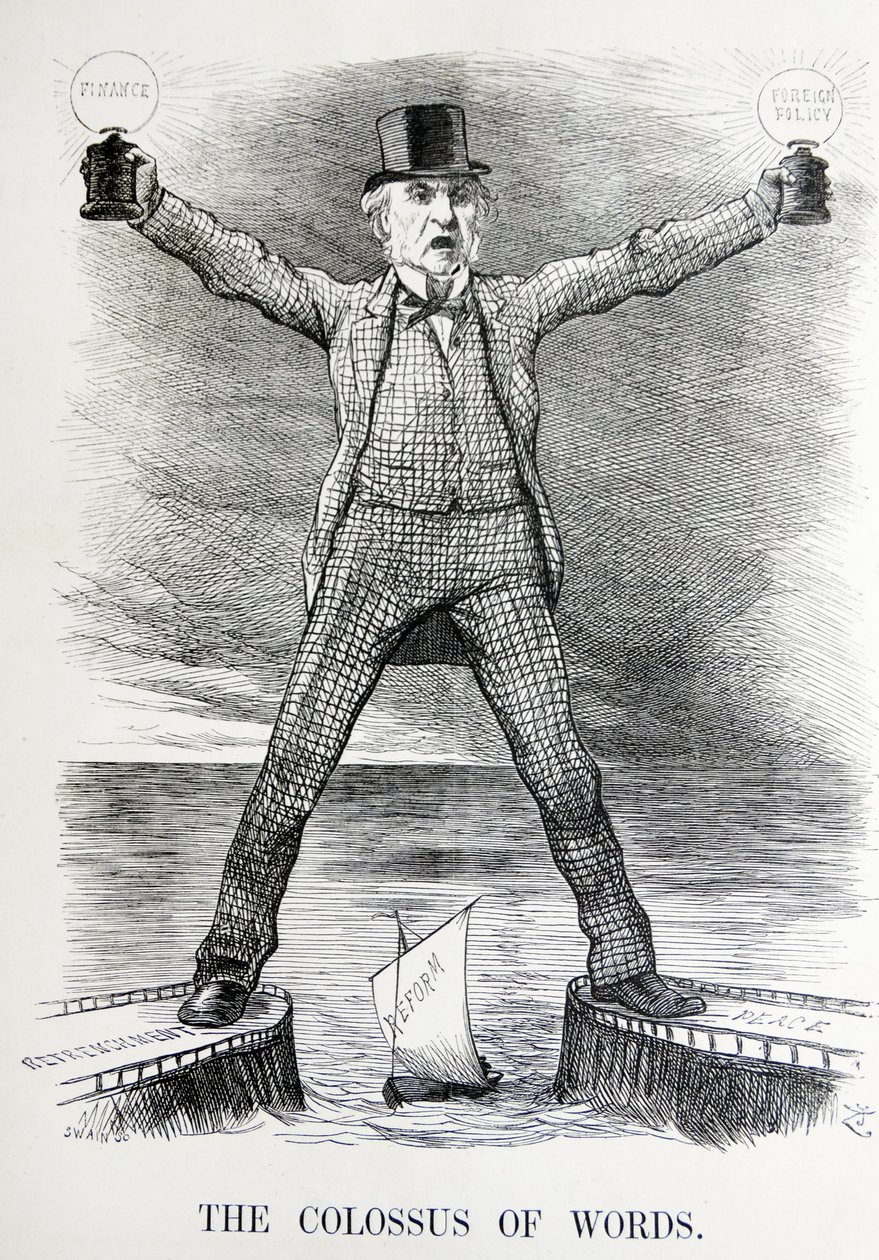Politisk satire, der skildrer William Ewart Gladstone og Benjamin Disraeli af John Tenniel