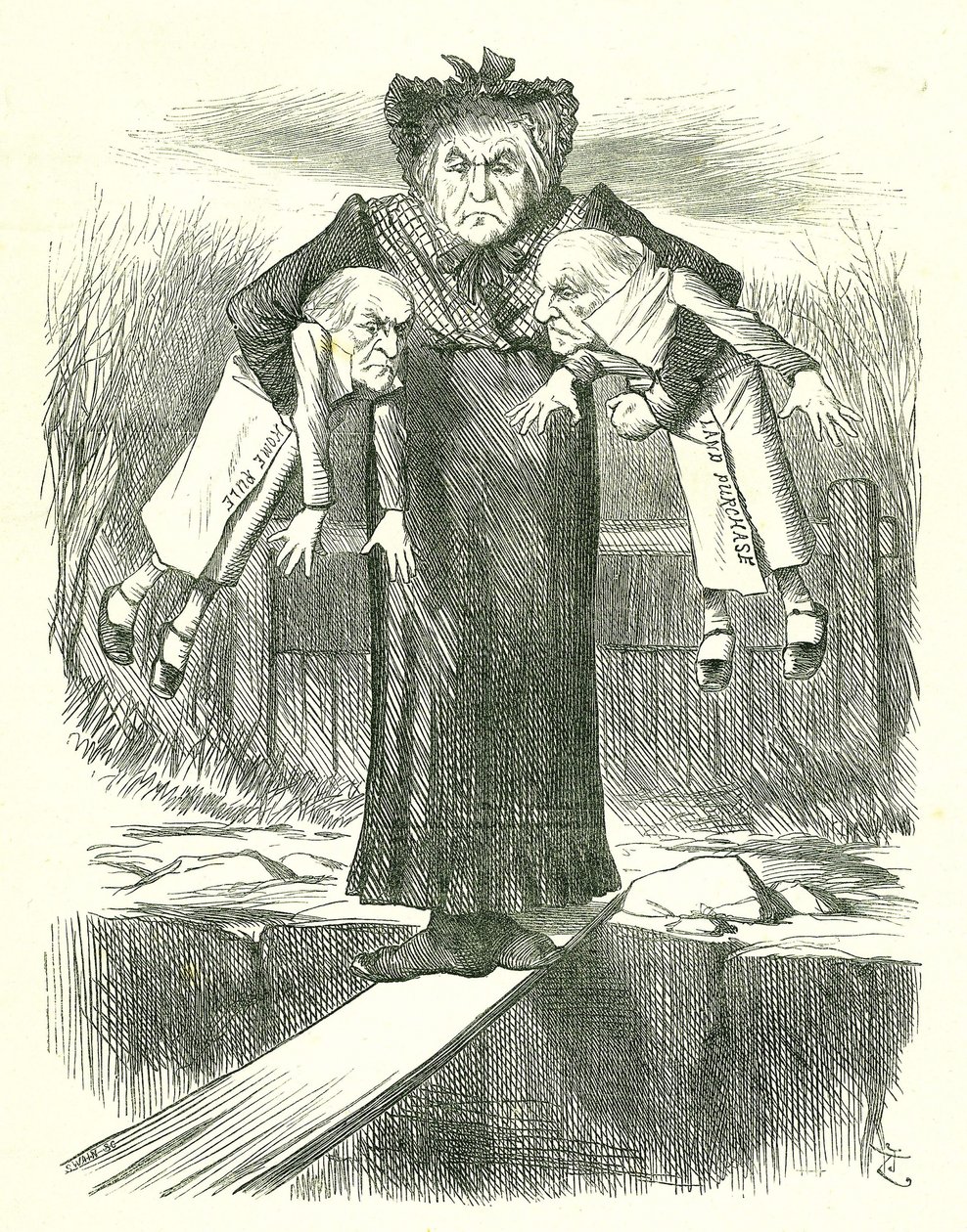 Set Down Two, and Carry One.?: Gladstone, den britiske premierminister, i et dilemma over, hvilke af de kontroversielle irske lovforslag, der skal kasseres. John Tenniel tegnefilm fra Punch, London, 3. april 1886. af John Tenniel