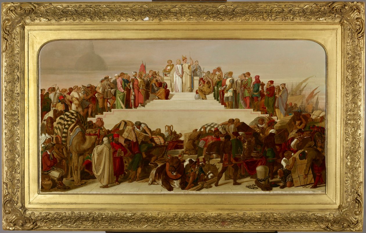 Skitse til et stort maleri under udarbejdelse, der allegorisk skildrer det store industrielle møde mellem alle nationer, år 1851 e.Kr. af John Tenniel