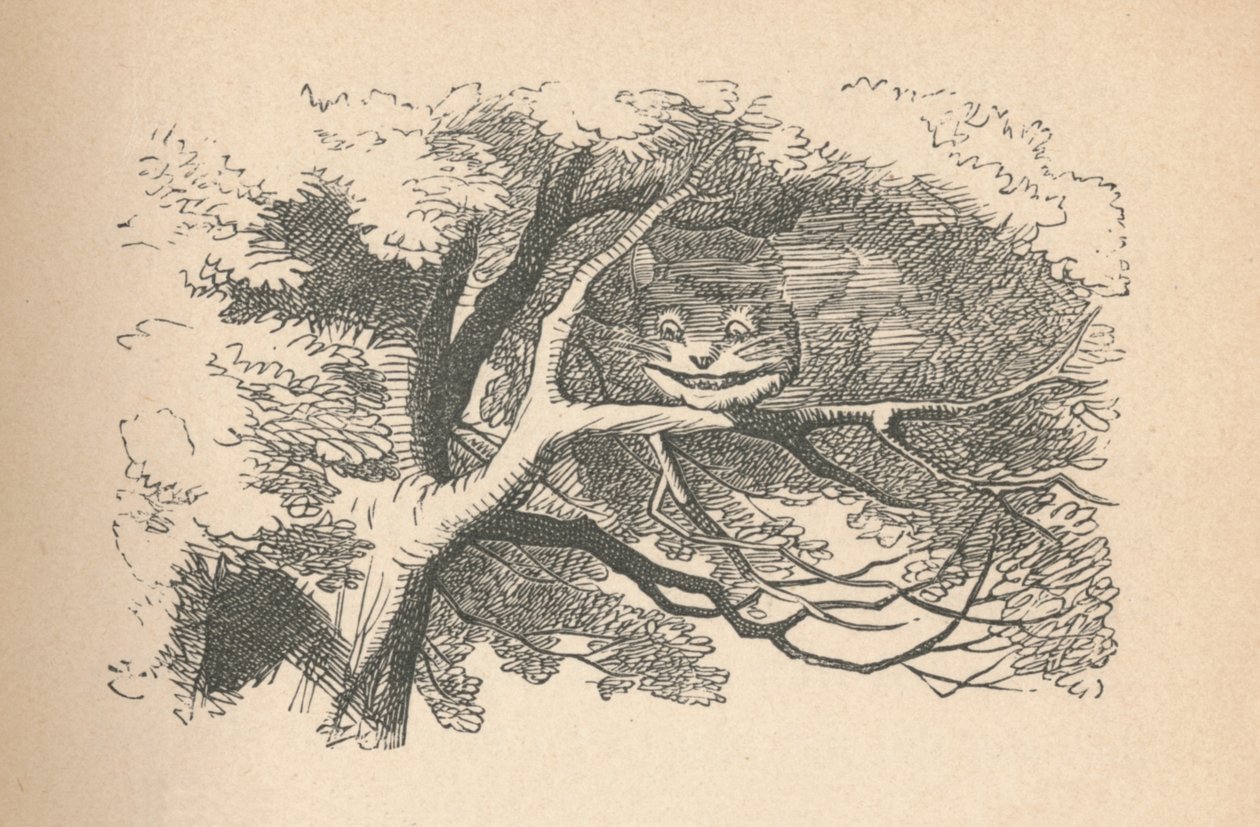 Cheshire Cat begynder at forsvinde, det er hans smil det sidste, der går, 1889 af John Tenniel