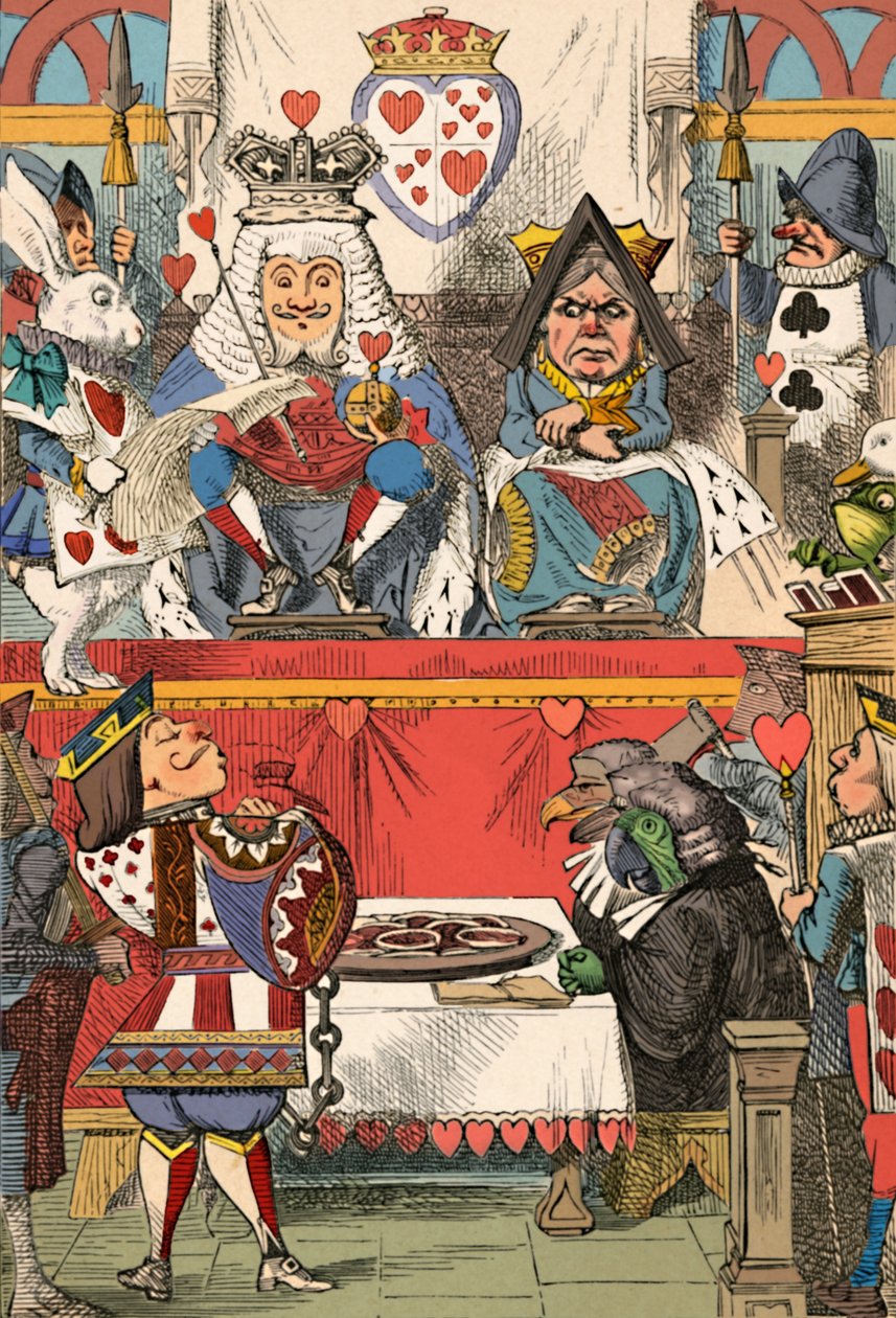 Hjerternes konge og dronning i retten, 1889 af John Tenniel