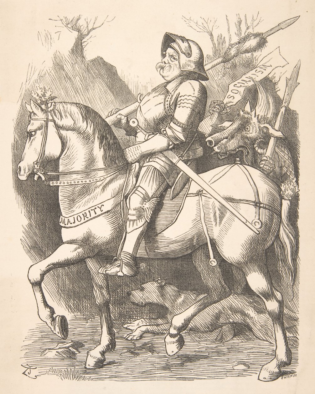 The Knight and His Companion Punch, 5. marts 1887, 1887. af John Tenniel