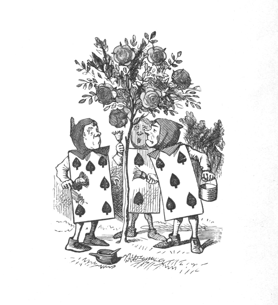 Spillekortene, der maler rosenbuskene, 1889 af John Tenniel