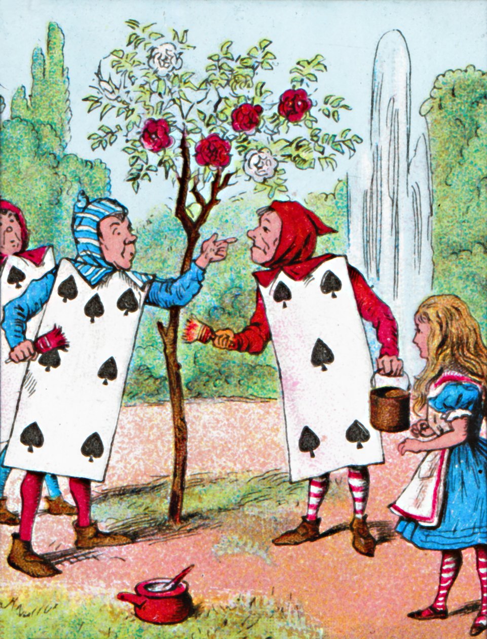 Spillekortene maler rosenbuskene, c1910 af John Tenniel