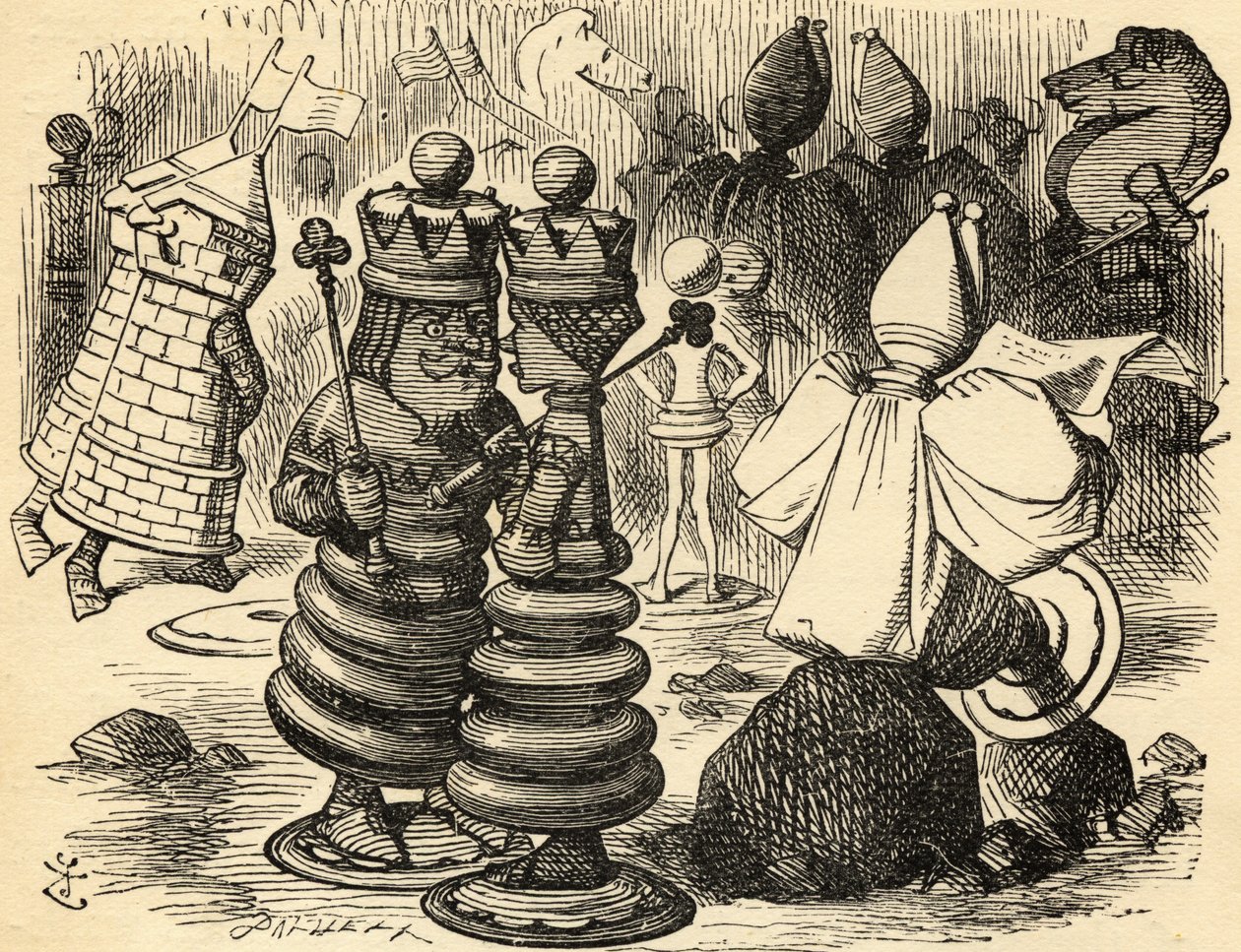 Den røde konge og dronning. Illustration af Sir John Tenniel af John Tenniel