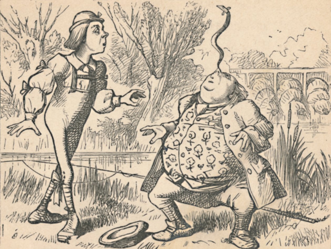 Ungdommen og hans far, der balancerer en fisk på næsen, 1889 af John Tenniel