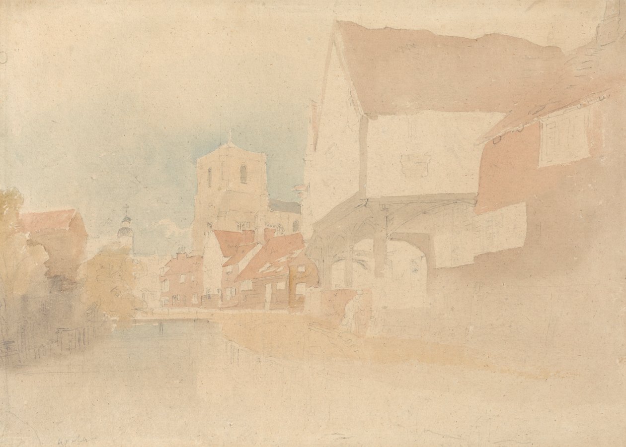 Udsigt over Waltham Abbey, Herts, Essex af John Thirtle
