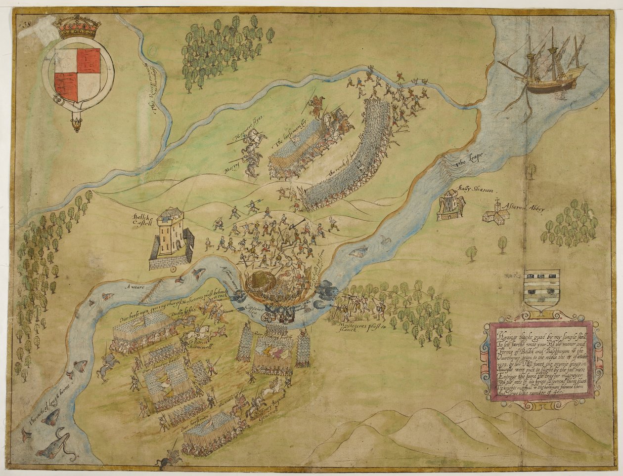 Bomuld Augustus I ii 38, Farvetegning af slaget ved Ballyshannon af John Thomas