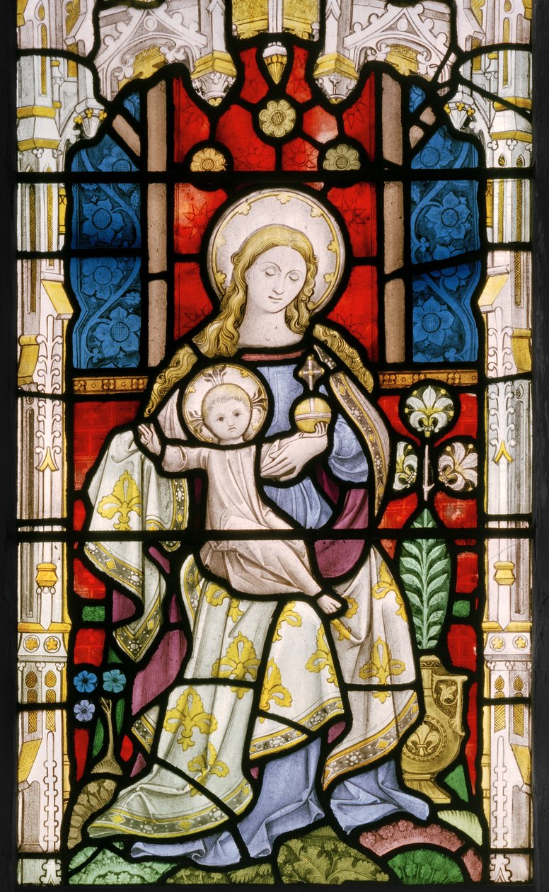 Madonna og barn, ca. 1863 (farvet glas) af John Thomas Grylls