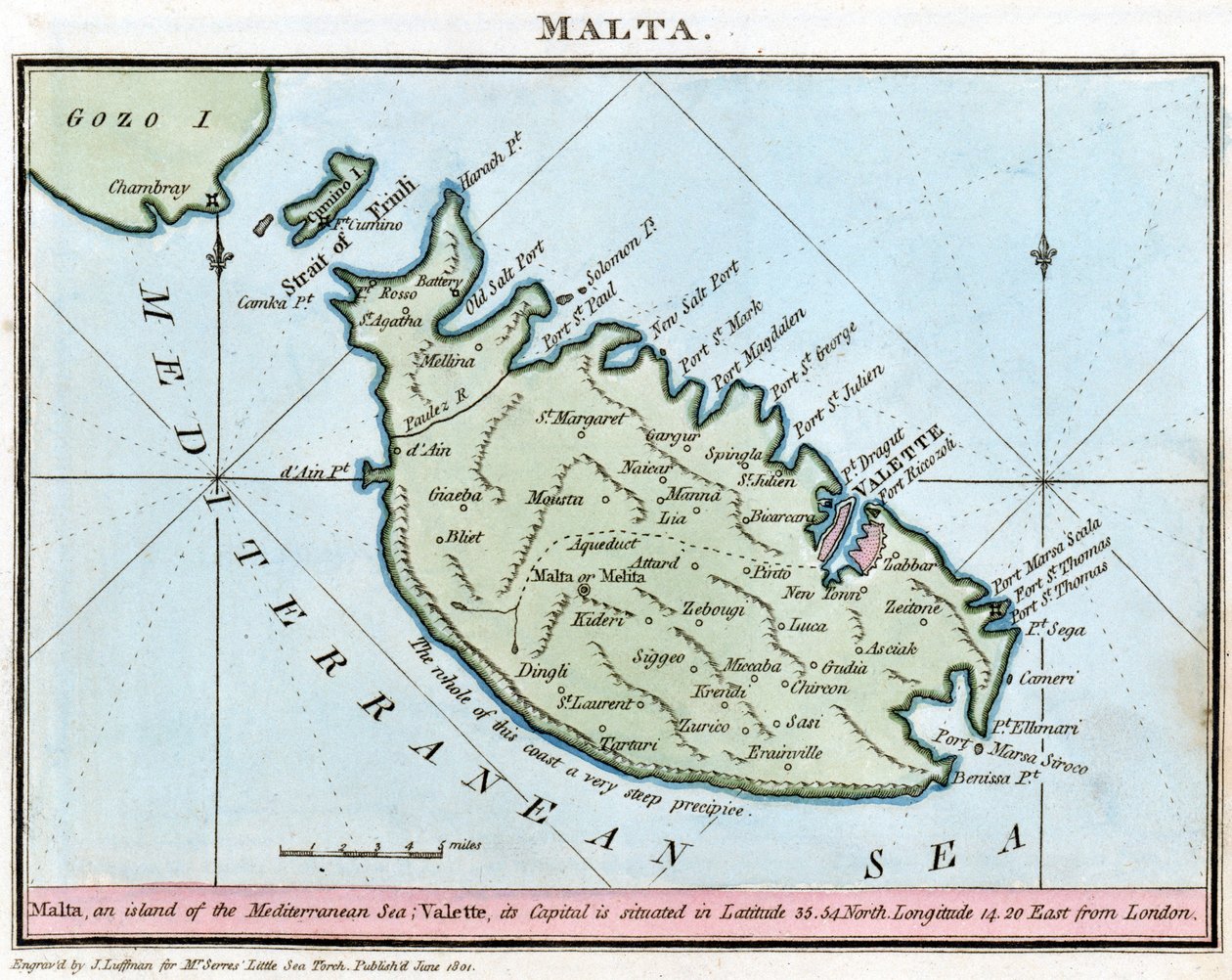 Kort over Malta af John Thomas Serres