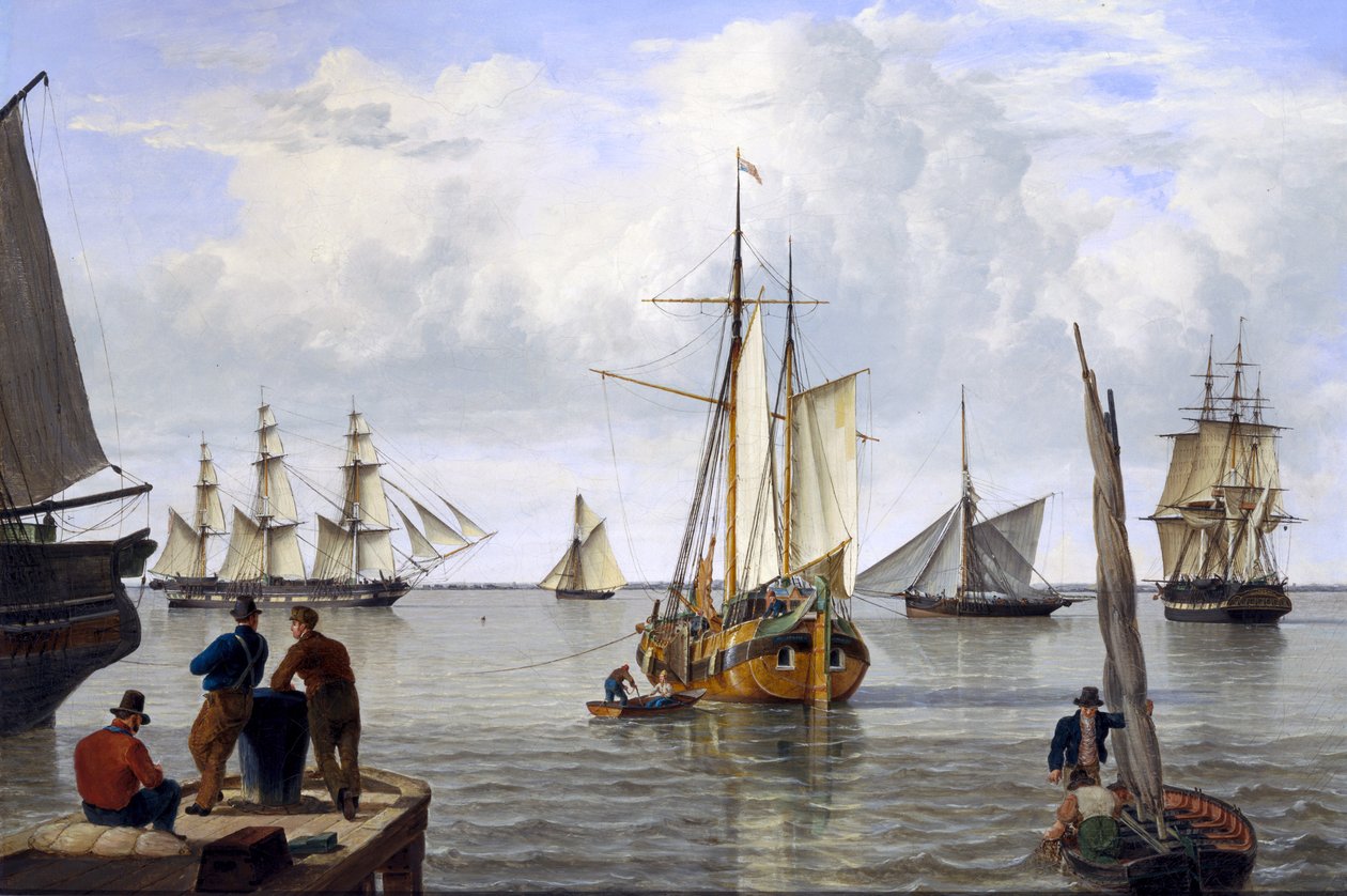 Forsendelse i Themsen Estuary, 1820 af John Thomas Serres