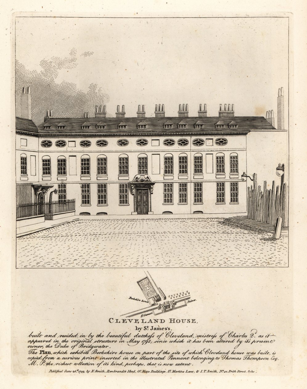Cleveland House ved St James Palace, London af John Thomas Smith