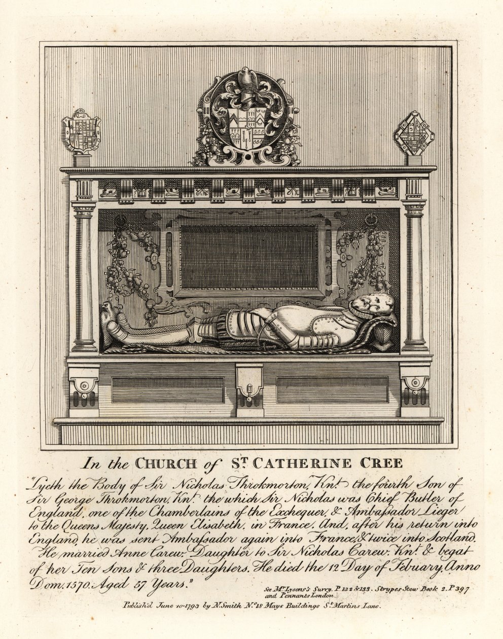Gravbillede af Sir Nicholas Throkmorton af John Thomas Smith