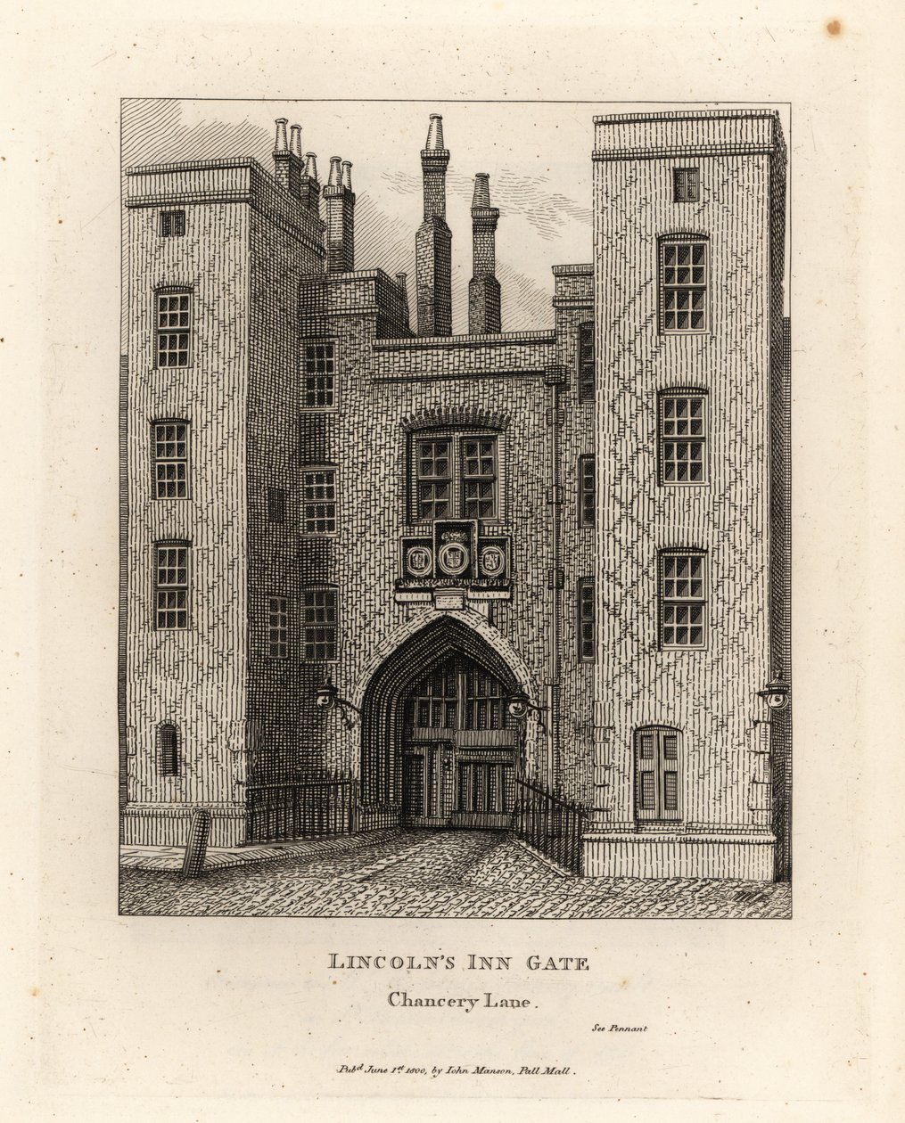 Lincolns Inn Gate, Chancery Lane, London af John Thomas Smith