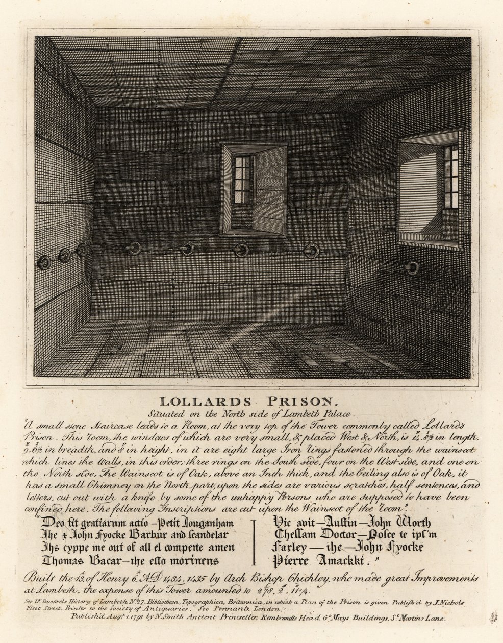 Lollards Prison, i tårnet på Lambeth Palace af John Thomas Smith