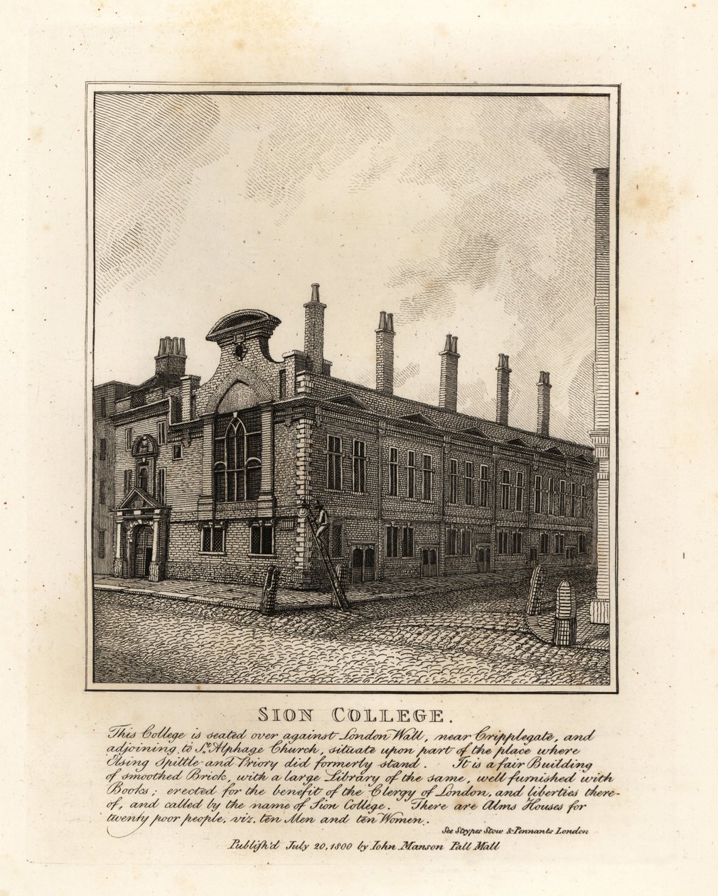 Sion College, ved London Wall, nær Cripplegate af John Thomas Smith