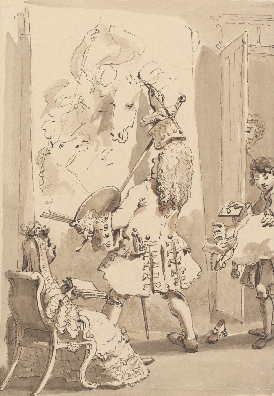 Sir James Thornhills dreng går ind i sin herres malerum for at levere bundtet og et brev i Lady Thornhills nærvær af John Thomas Smith