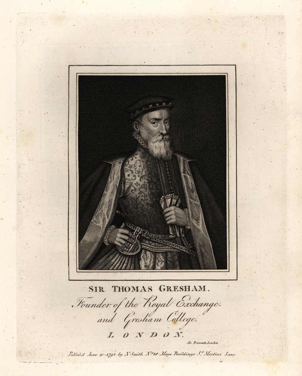 Sir Thomas Gresham, engelsk købmand og finansmand, grundlægger af Royal Exchange og Gresham College af John Thomas Smith