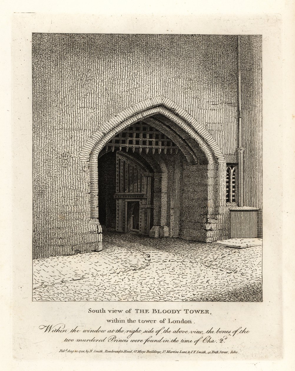 Sydlig udsigt over Bloody Tower i Tower of London af John Thomas Smith
