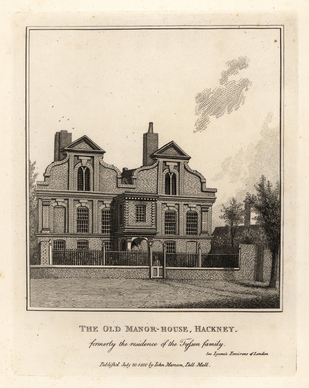 The Old Manor House, Hackney, tidligere bolig for familien Tyssen af John Thomas Smith