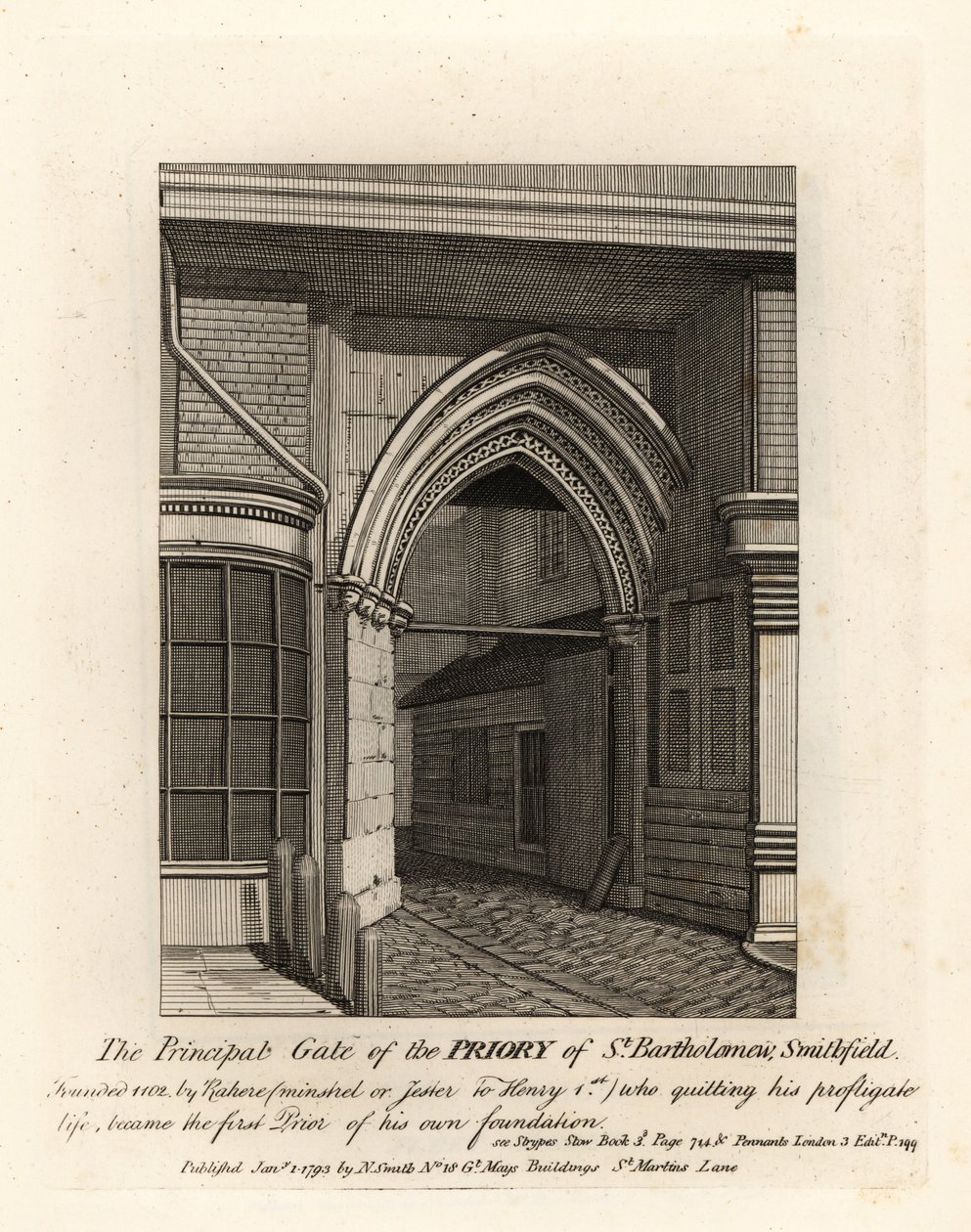 Hovedporten til Priory of St Bartholomew, Smithfield af John Thomas Smith