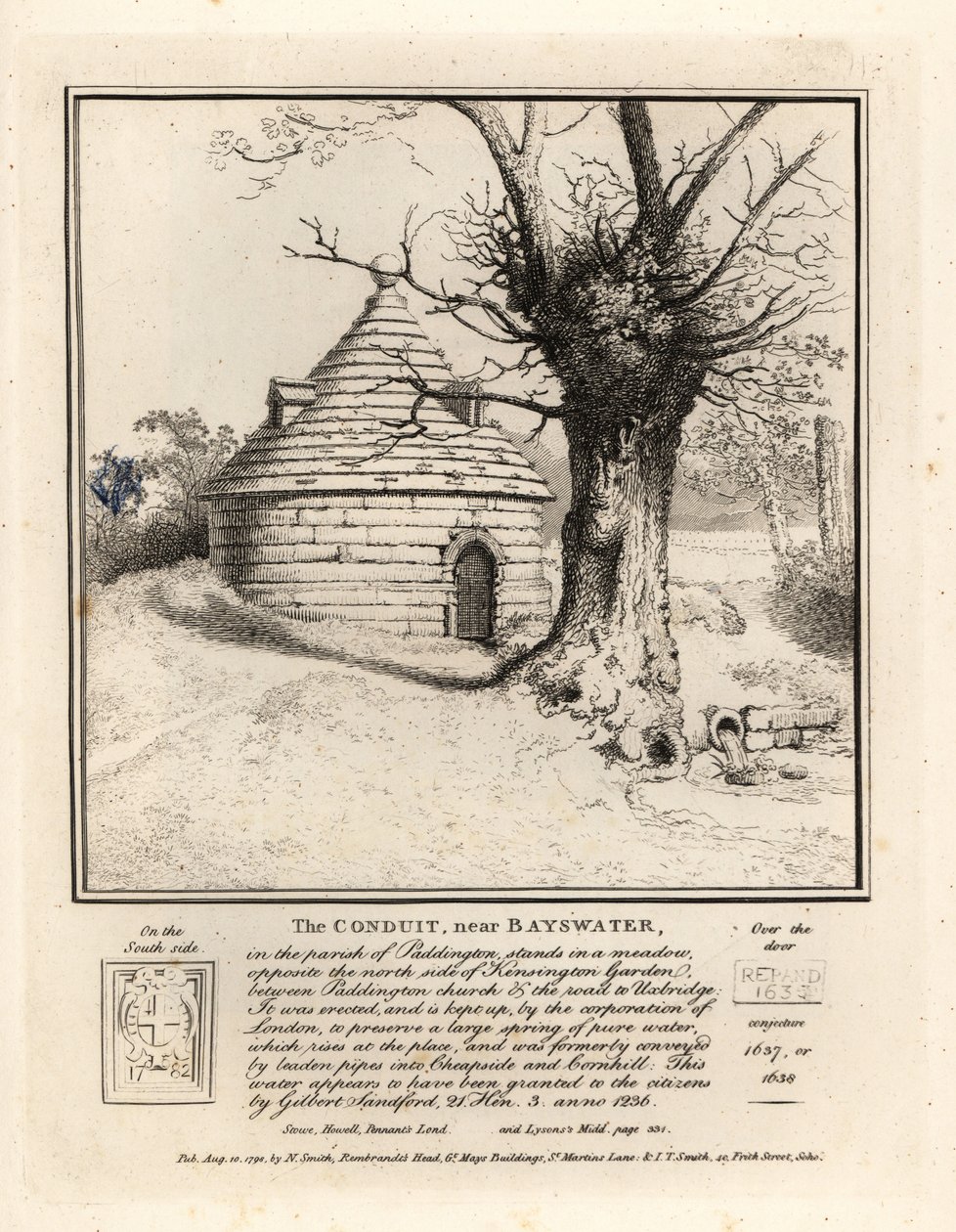 Ledningen nær Bayswater, Paddington, bygget for at bevare en stor kilde med rent vand af John Thomas Smith