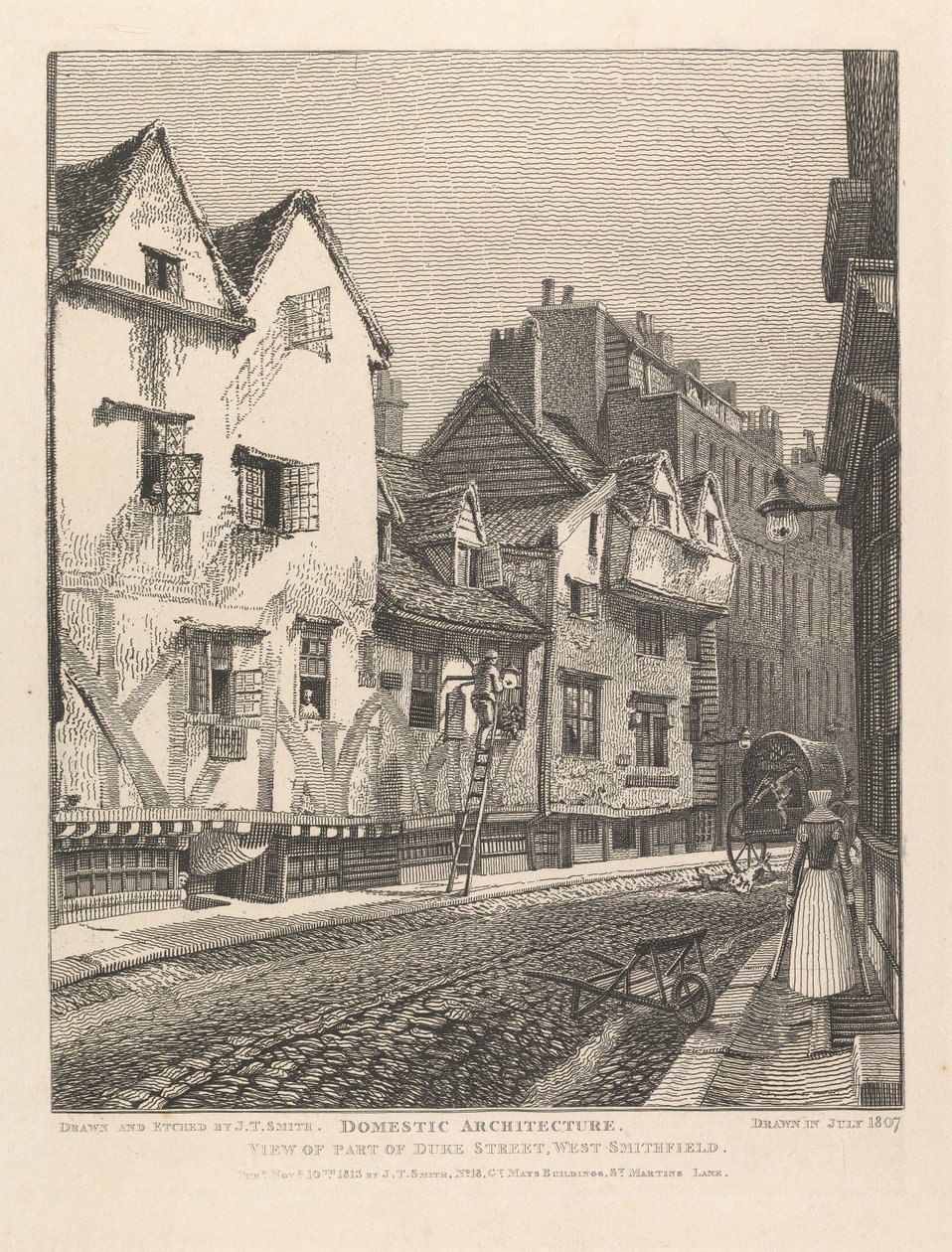 Udsigt over en del af Duke Street, West Smithfield af John Thomas Smith