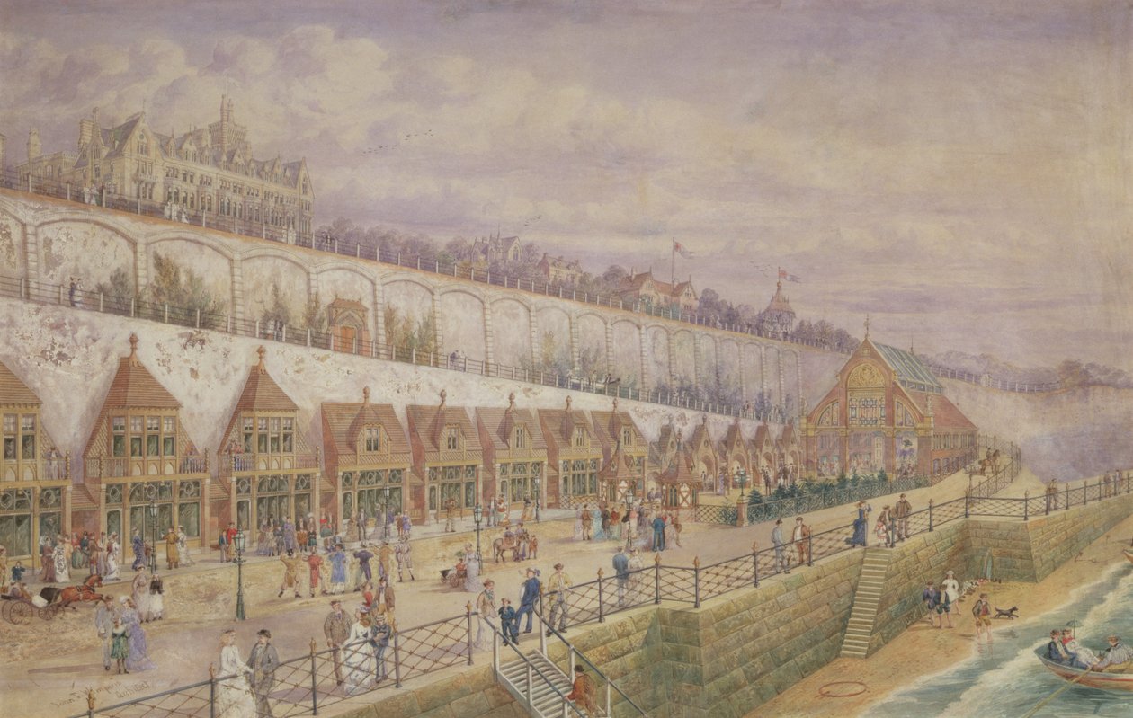 Foreslået design for en søbådsvirksomhed og vinterhave på terrasserne under Granville Hotel, Ramsgate af John Thomas Wimperis
