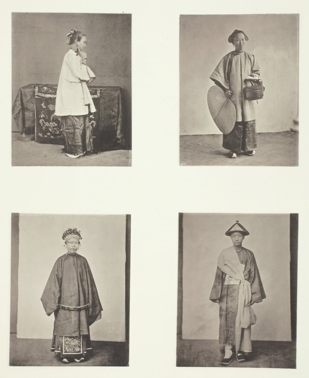 En kantondame, fruens tjenestepige, en brud og brudgom, ca. 1868. af John Thomson